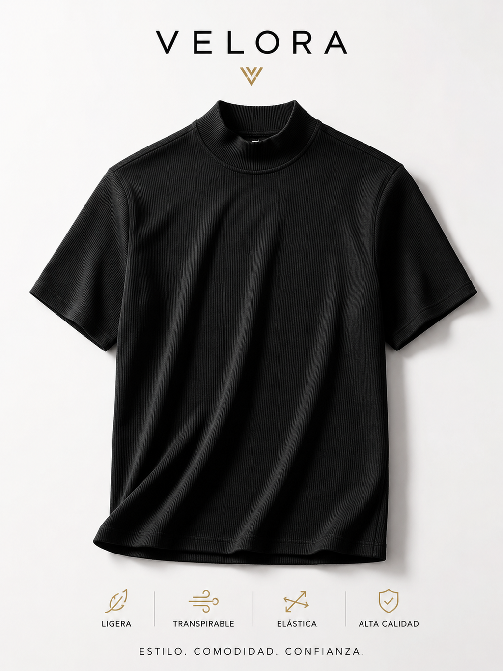 Velora™ Camiseta Polo de Hombre | Cuello Alto, Corte Elástico y Diseño Deportivo