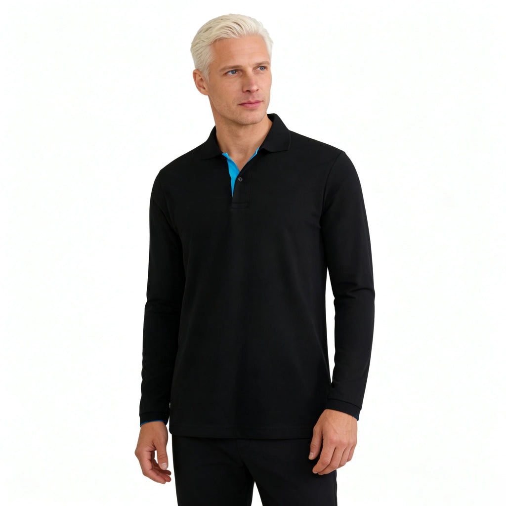 Polo de Manga Larga para Hombre – 95% Algodón, Casual y Transpirable