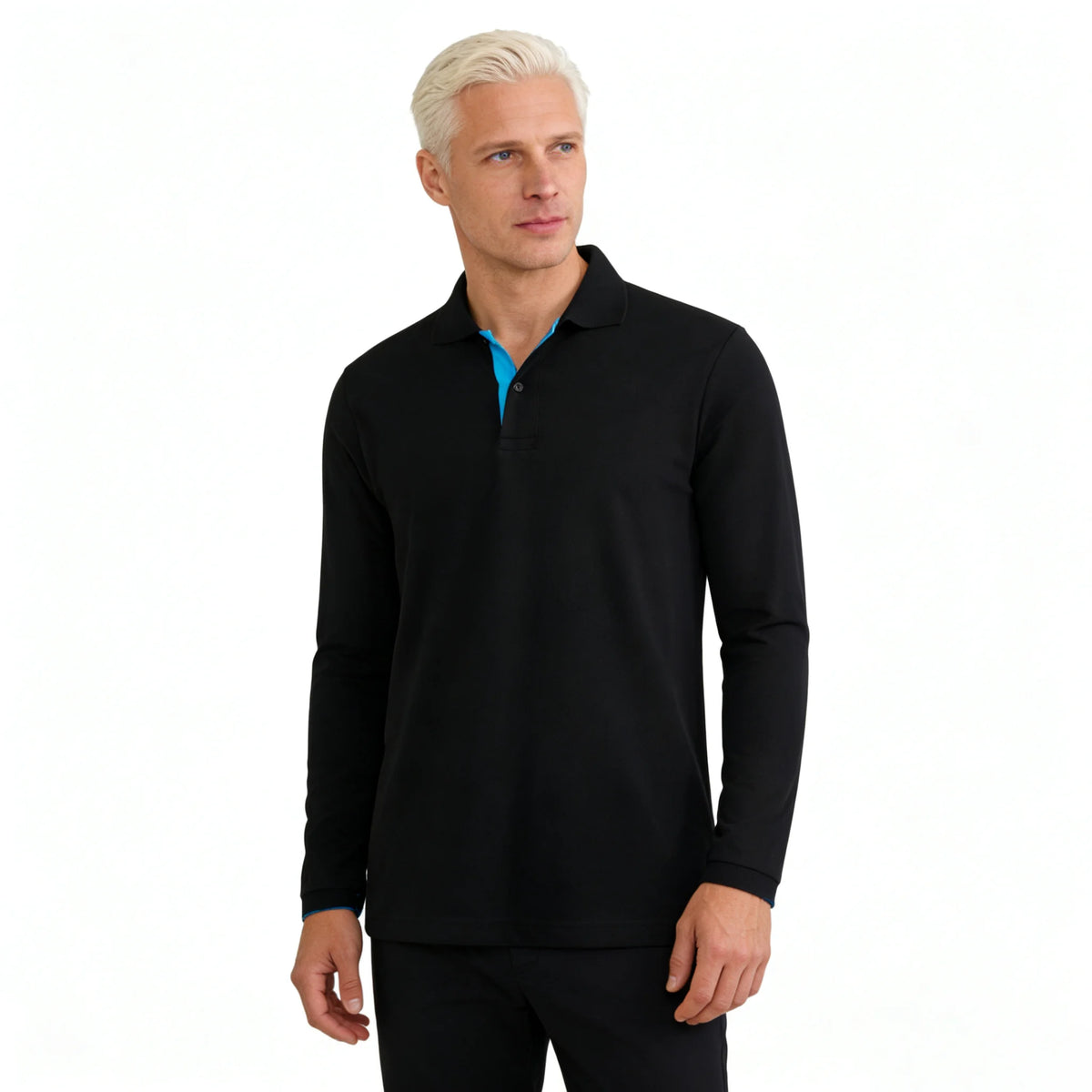Polo de Manga Larga para Hombre – 95% Algodón, Casual y Transpirable