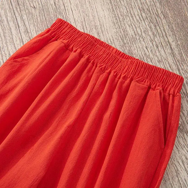 Pantalón Casual de Lino y Algodón para Mujer – Corte Holgado y Cintura Elástica