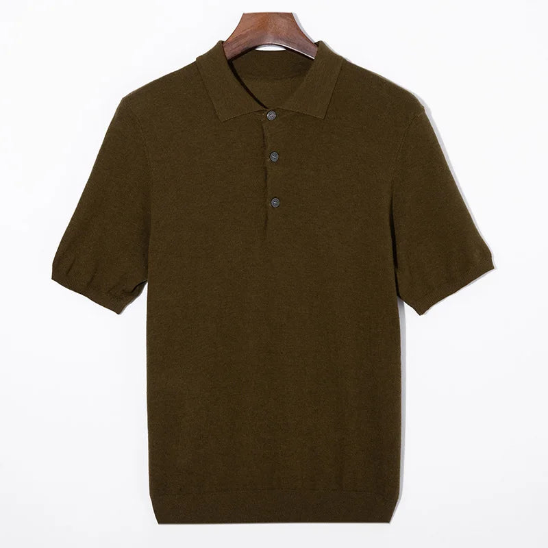 Velora™ Polo Knit Hombre | Suéter Ligero de Manga Corta con Cuello Polo