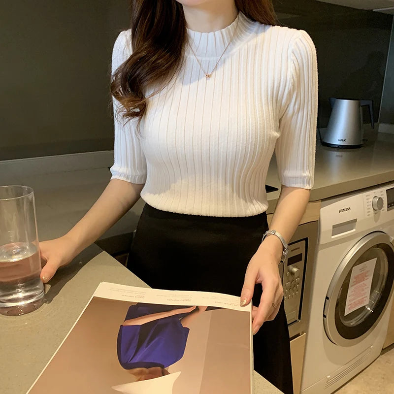 Blusa de Punto para Mujer – Manga Corta y Estilo Casual