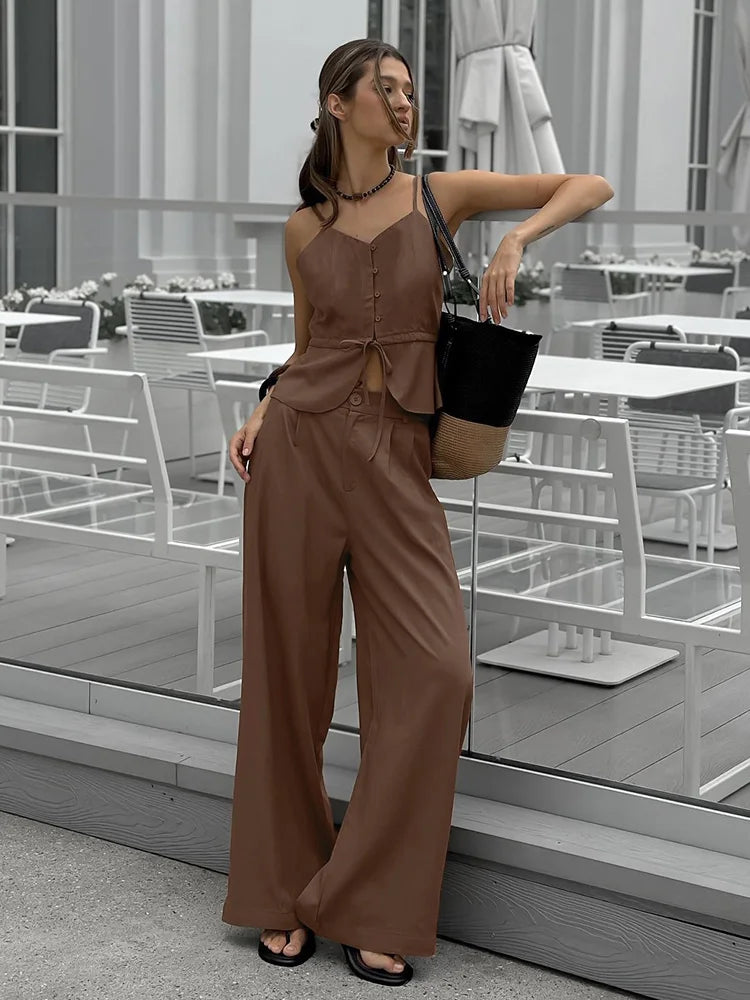 Conjunto Elegante de Mujer – Blazer y Pantalón de Pierna Ancha