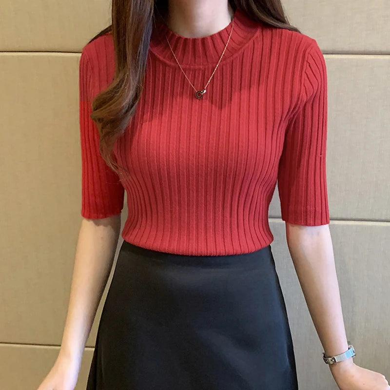 Blusa de Punto para Mujer – Manga Corta y Estilo Casual