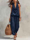 Conjunto de 2 Piezas para Mujer – Top con Volantes y Espalda Descubierta + Pantalón de Talle Alto