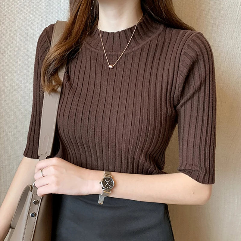 Blusa de Punto para Mujer – Manga Corta y Estilo Casual