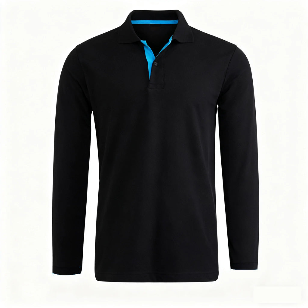 Polo de Manga Larga para Hombre – 95% Algodón, Casual y Transpirable
