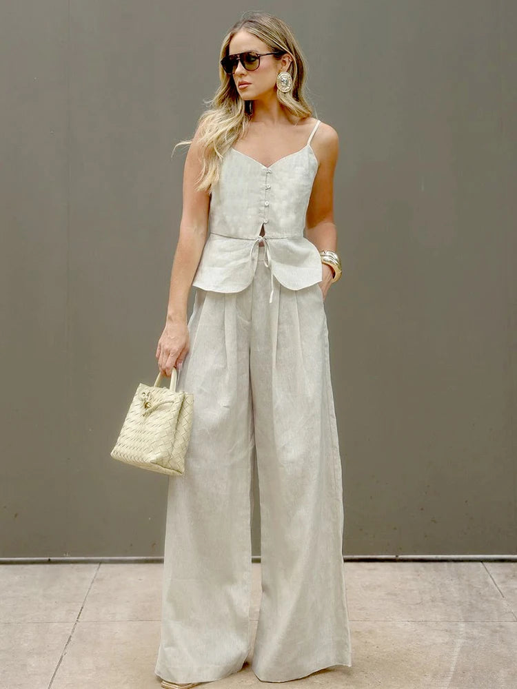 Conjunto Elegante de Mujer – Blazer y Pantalón de Pierna Ancha