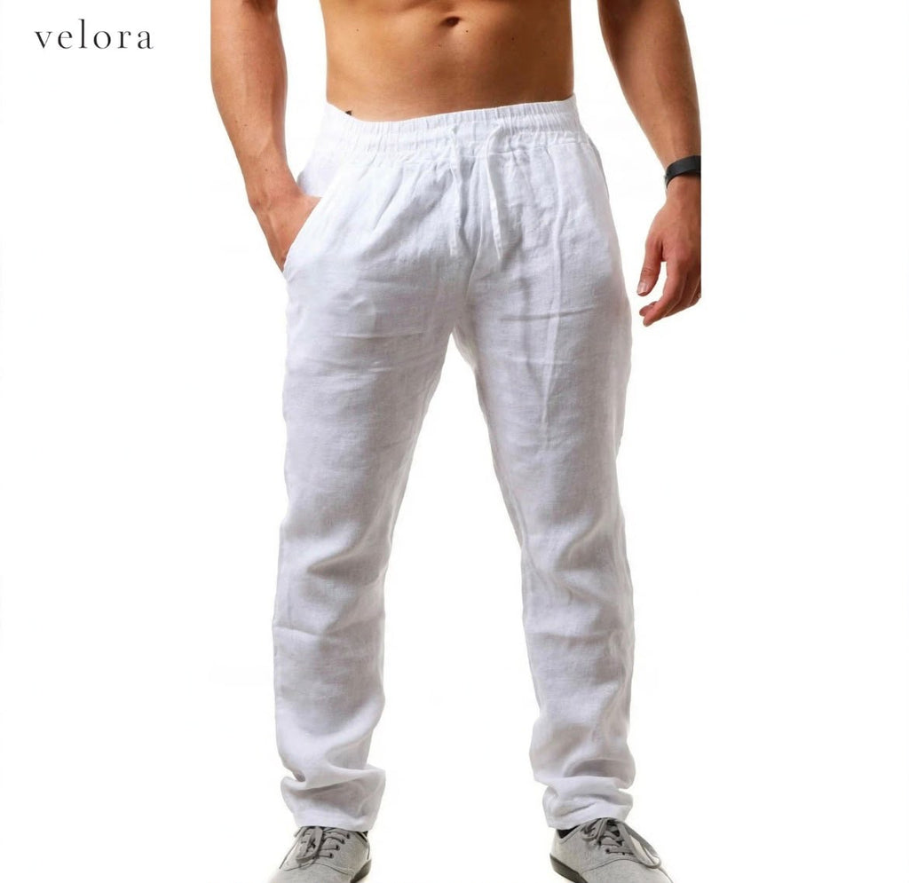 Pantalón Baggy Hombre Algodón y Lino, Pantalón Casual Transpirable de Corte Ancho, Estilo Urbano
